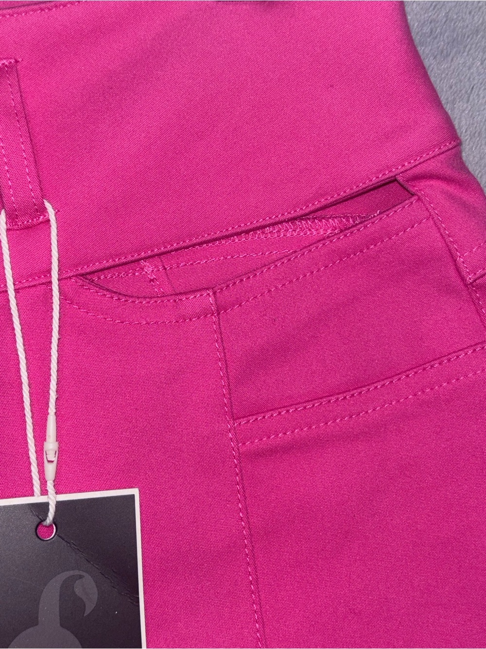 Flamingals Pink High Waist Capri Pants NWT Hip Cutout Skinny Crop Hot Pink M - Picture 3 of 10